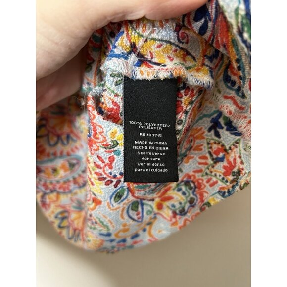 Zac & Rachel White Colorful Floral Short Sleeve V Neck Top Blouse Size XL - Picture 8 of 8